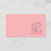 Roze QR-code Minimalistisch Eenvoudig Modern Visitekaartje (Achterkant)