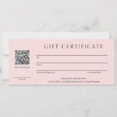 Roze QR-code Modern Business Cadeaubon (Voorkant)