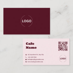 Roze QR-code op bedrijfskaart voor koffiezaak Visitekaartje