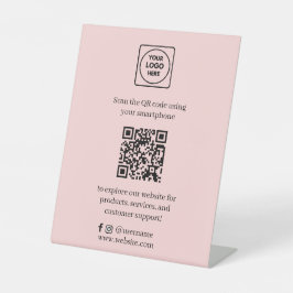 Roze QR-code | Scan mij Social Media Zakelijk Reclamebord Met Voetstuk