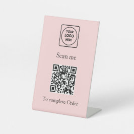 Roze QR-code | Scan-to-Bestel Aangepaste Zakelijke Reclamebord Met Voetstuk