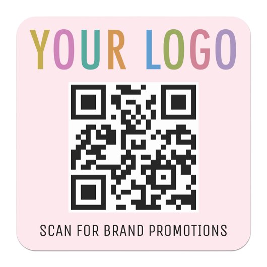 Roze QR Code Stickers Bedrijf Logo 1.5 inch Vierka