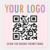Roze QR Code Stickers Bedrijf Logo 1.5 inch Vierka (Voorkant)
