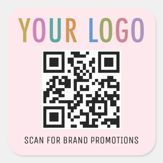 Roze QR Code Stickers Bedrijfslogo 1,5 inch Vierka (Voorkant)