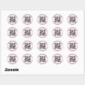 Roze QR-code Stickers Ronde bedrijfsnaam labels (Vel)