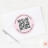 Roze QR-code stickers Ronde bedrijfsnaamlabels (Envelop)