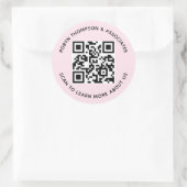 Roze QR-code stickers Ronde bedrijfsnaamlabels (Tas)