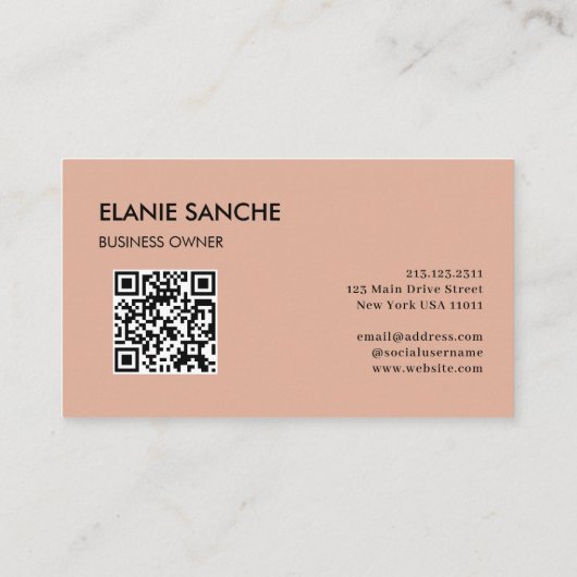 Roze QR Code Trendy Elegant Modern Visitekaartje (Achterkant)