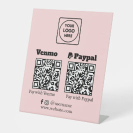 Roze QR-code | Venmo PayPal Scan om te betalen Log Reclamebord Met Voetstuk