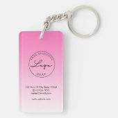 Roze QR Code Visitekaartje Logo Sleutelhanger (achterkant)