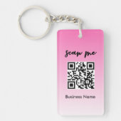 Roze QR Code Visitekaartje Logo Sleutelhanger (Voorkant)
