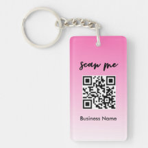 Roze QR Code Visitekaartje Logo Sleutelhanger