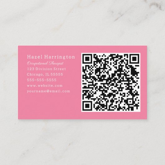  Roze QR Code Visitekaartjes Eenvoudige Bloemen (Achterkant)