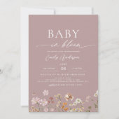 Roze QR Code Wildflower Baby in Bloom Baby shower Kaart (Voorkant)