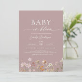 Roze QR Code Wildflower Baby in Bloom Baby shower Kaart (Staand voorkant)