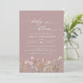 Roze QR Code Wildflower Baby in Bloom Baby shower Kaart (Staand voorkant)