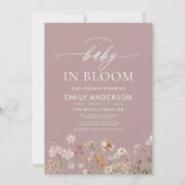 Roze QR Code Wildflower Baby in Bloom Baby shower Kaart (Voorkant)