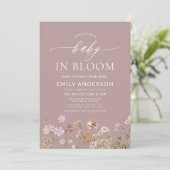 Roze QR Code Wildflower Baby in Bloom Baby shower Kaart (Staand voorkant)