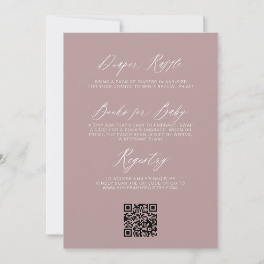Roze QR Code Wildflower Baby in Bloom Baby shower Kaart (Achterkant)