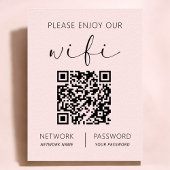 Roze QR-code Wit Geniet van onze WiFi Poster