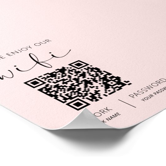Roze QR-code Wit Geniet van onze WiFi Poster (Hoek)