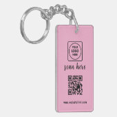 Roze QR-code Zakelijk Logo Promo Sleutelhangers (Voorkant Links)