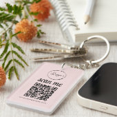 Roze QR-code Zakelijk Logo Promotioneel Sleutelhanger (Voorkant Rechts)