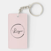 Roze QR-code Zakelijk Logo Promotioneel Sleutelhanger (achterkant)