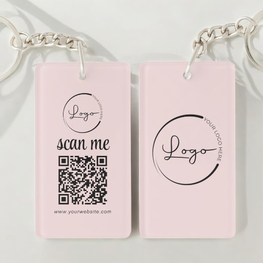 Roze QR-code Zakelijk Logo Promotioneel Sleutelhanger