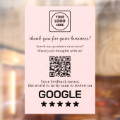 Roze QR | Google Reviews Zakelijk Display Raamsticker (Vel 2)