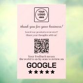 Roze QR | Google Reviews Zakelijk Display Raamsticker (Vel 3)