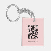 Roze QR | Minimalistisch ontwerp met aangepaste te Sleutelhanger (Voorkant Links)