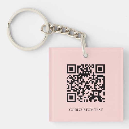 Roze QR | Minimalistisch ontwerp met aangepaste te Sleutelhanger (Voorkant)