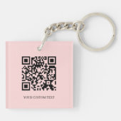 Roze QR | Minimalistisch ontwerp met aangepaste te Sleutelhanger (Achterkant)
