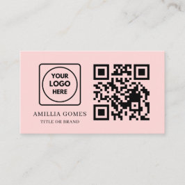 Roze QR | Minimalistisch Vrouwelijk Contactontwerp Visitekaartje