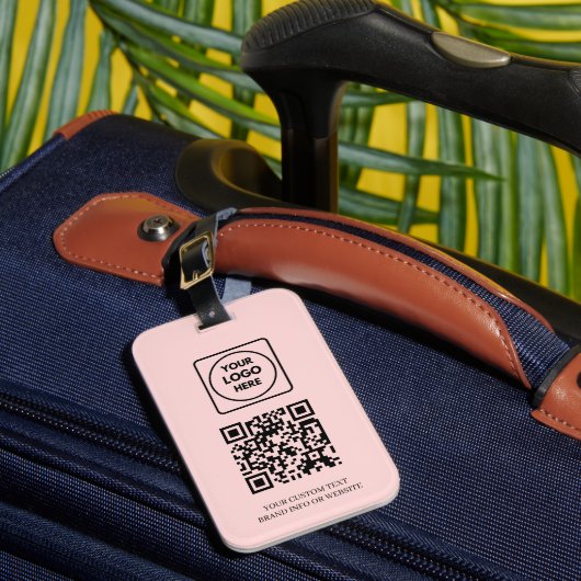 Roze QR | Professionele Zakelijke Logo ID Bagagelabel (Voorkant Insitu 1)