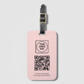 Roze QR | Professionele Zakelijke Logo ID Bagagelabel (Voorkant (verticaal))