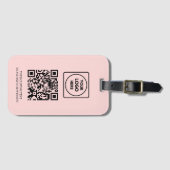Roze QR | Professionele Zakelijke Logo ID Bagagelabel (Voorkant (horizontaal))