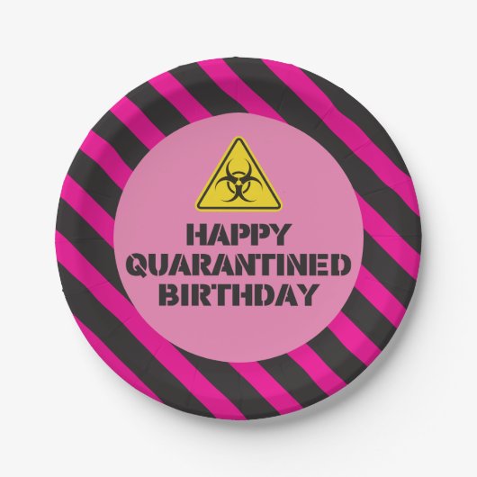 Roze Quarantaine Verjaardagsfeest Borden Papieren Bordje (Voorkant)