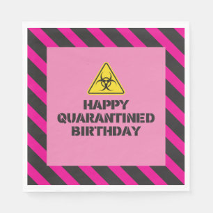 Roze quarantaine verjaardagsfeest servetten