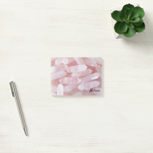 Roze quarts kristallen personaliseren naam post-it® notes (Kantoor)