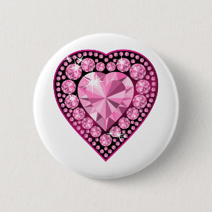 Roze Quartz Gem Heart Ronde Button 5,7 Cm