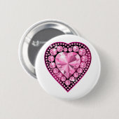 Roze Quartz Gem Heart Ronde Button 5,7 Cm (Voorkant /achterkant)