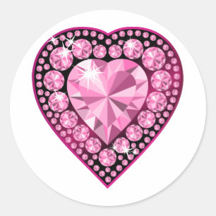 Roze Quartz Gem Heart Ronde Sticker