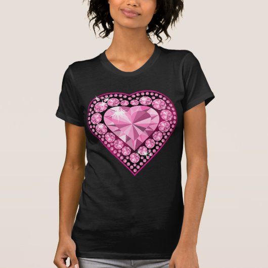 Roze Quartz Gem Heart T-shirt (Voorkant)
