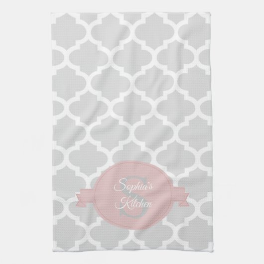 Roze Quatrefoil - Aangepaste keukenhanddoeken (Verticaal)