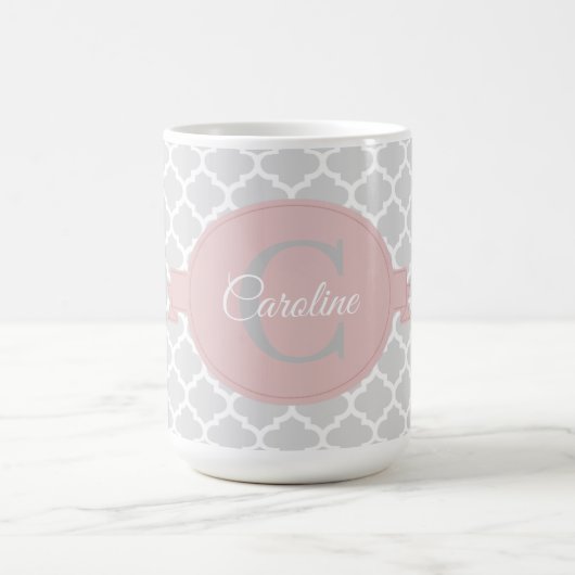Roze Quatrefoil - Aangepaste koffie Mok (Center)
