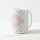 Roze Quatrefoil - Aangepaste koffie Mok (Voorkant rechts)