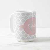 Roze Quatrefoil - Aangepaste koffie Mok (Voorkant links)