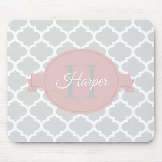 Roze Quatrefoil Aangepaste Muismat (Voorkant)